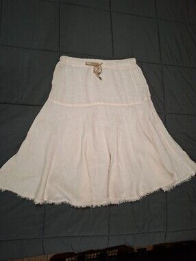 100% Linen Lauren Vidal Pink Midi Skirt Size Medium Made In Italy